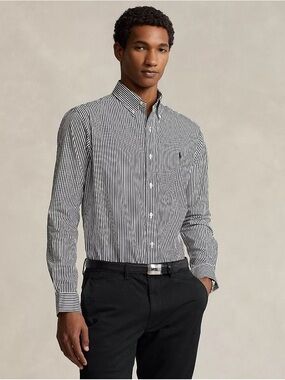 Ralph Lauren Button Down Shirt Mens XXL Striped Navy White Long Sleeve Pony